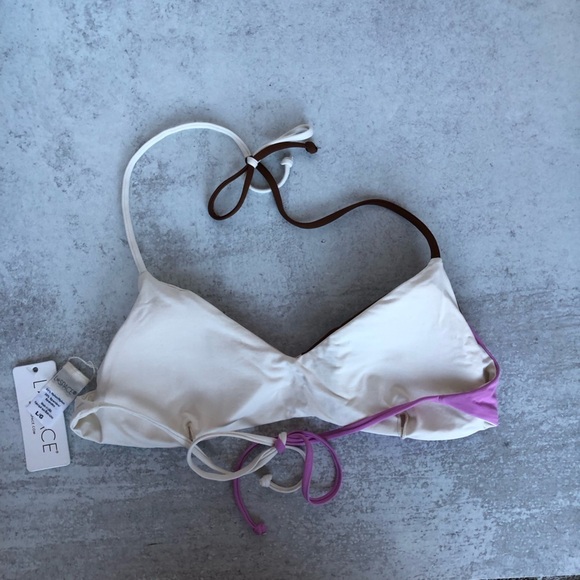 L*Space Colorblock Bikini Top Large Brown Pink - Picture 3 of 8
